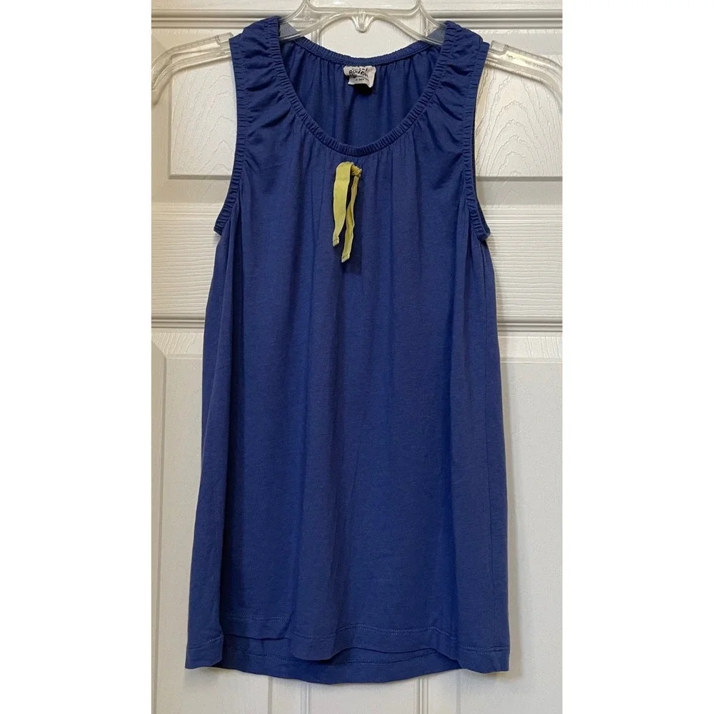 Mini‎ Boden Girls Blue Cotton Modal Tank Top Ribbon Detail Size 13-14Y 31375